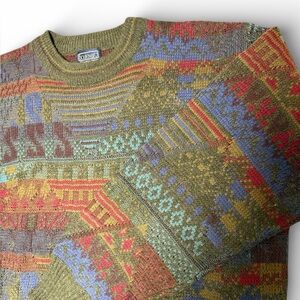 Vintage 90s Aztec Sweater Mens XL Tall Geometric Western Print Granpacore